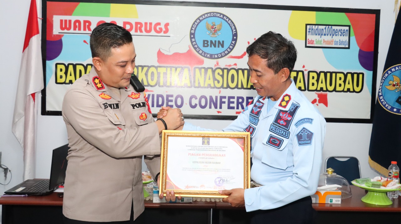 Rutin Ungkap Kasus Narkoba, Polres Baubau Dapat Penghargaan dari BNNK dan Lapas