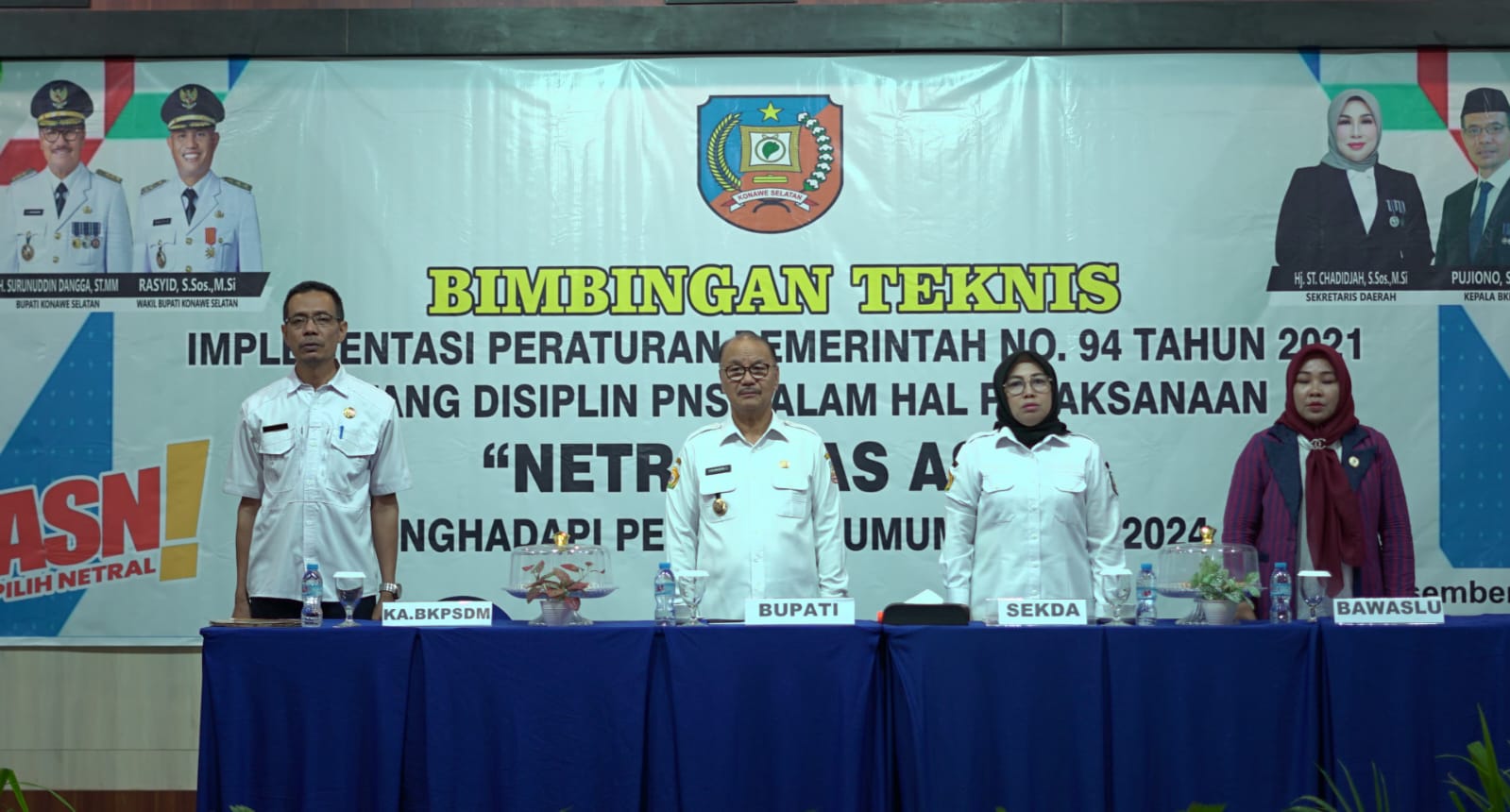 Pimpinan OPD dan Camat se-Konawe Selatan Ikuti Bimtek Netralitas ASN Pemilu 2024