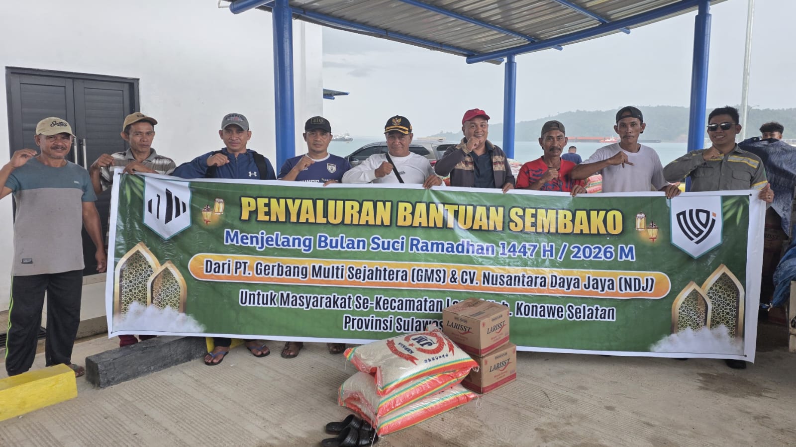 Ramadan 2026, PT GMS dan CV NDJ Salurkan 86 Ton Beras-4.200 Paket Migor Untuk Semua Warga Laonti
