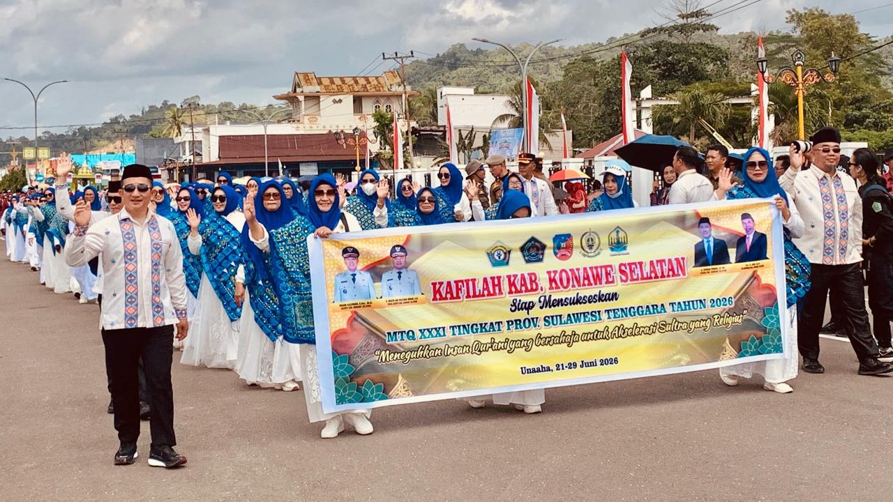 Pembukaan MTQ XXXI Sultra, Pawai Taaruf Konawe Selatan Tampilkan Semangat Konsel SETARA