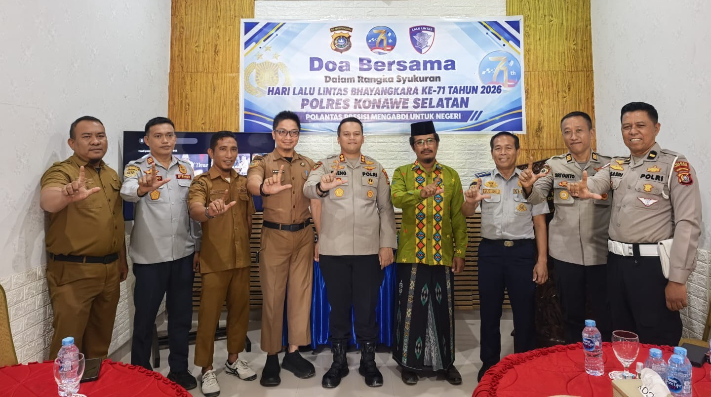 Peringati HUT Lalu Lintas Bhayangkara ke-71, Satlantas Polres Konsel Gelar Syukuran dan Perkuat Sinergitas Instansi