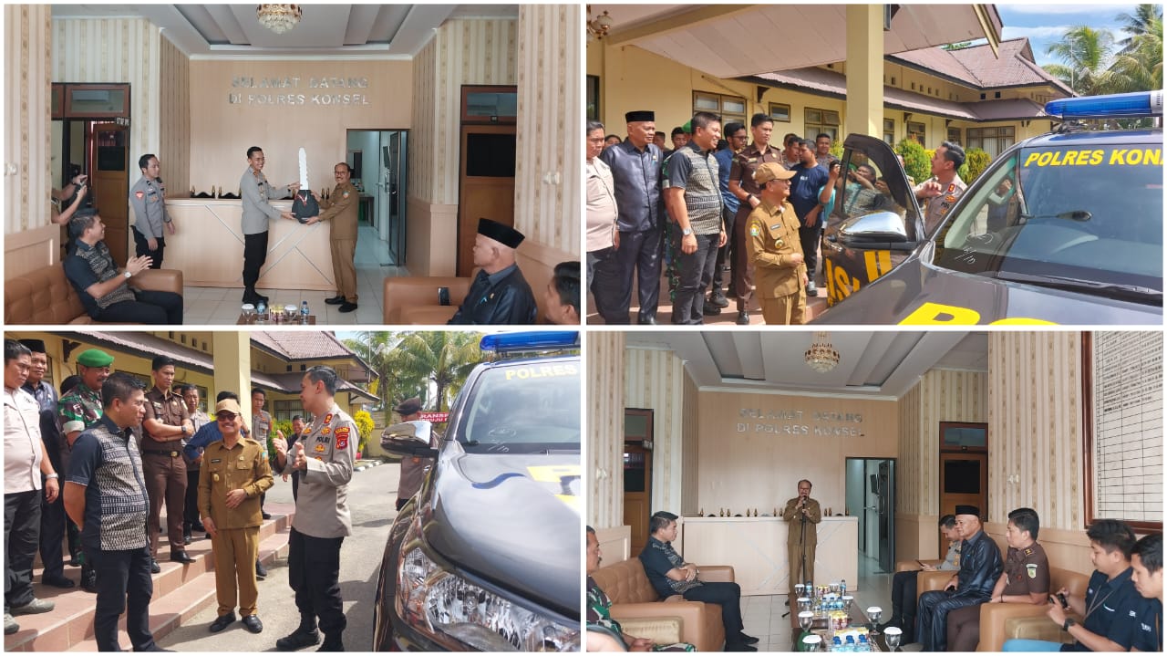 Dukung Terciptanya Kamtibmas, Surunuddin Dangga Serahkan Mobil Patroli ke Polres Konsel