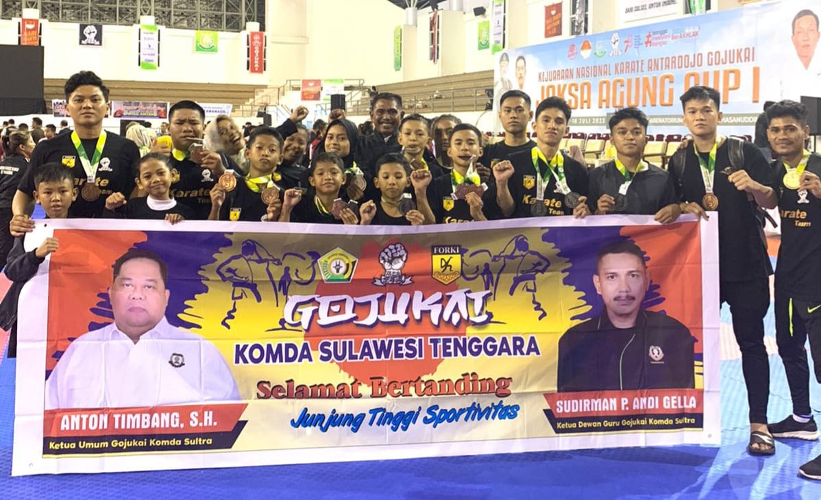 Tampil Superior di Kejurnas Antardojo Gojukai Jaksa Agung Cup I, Komda Sultra Sabet 17 Medali