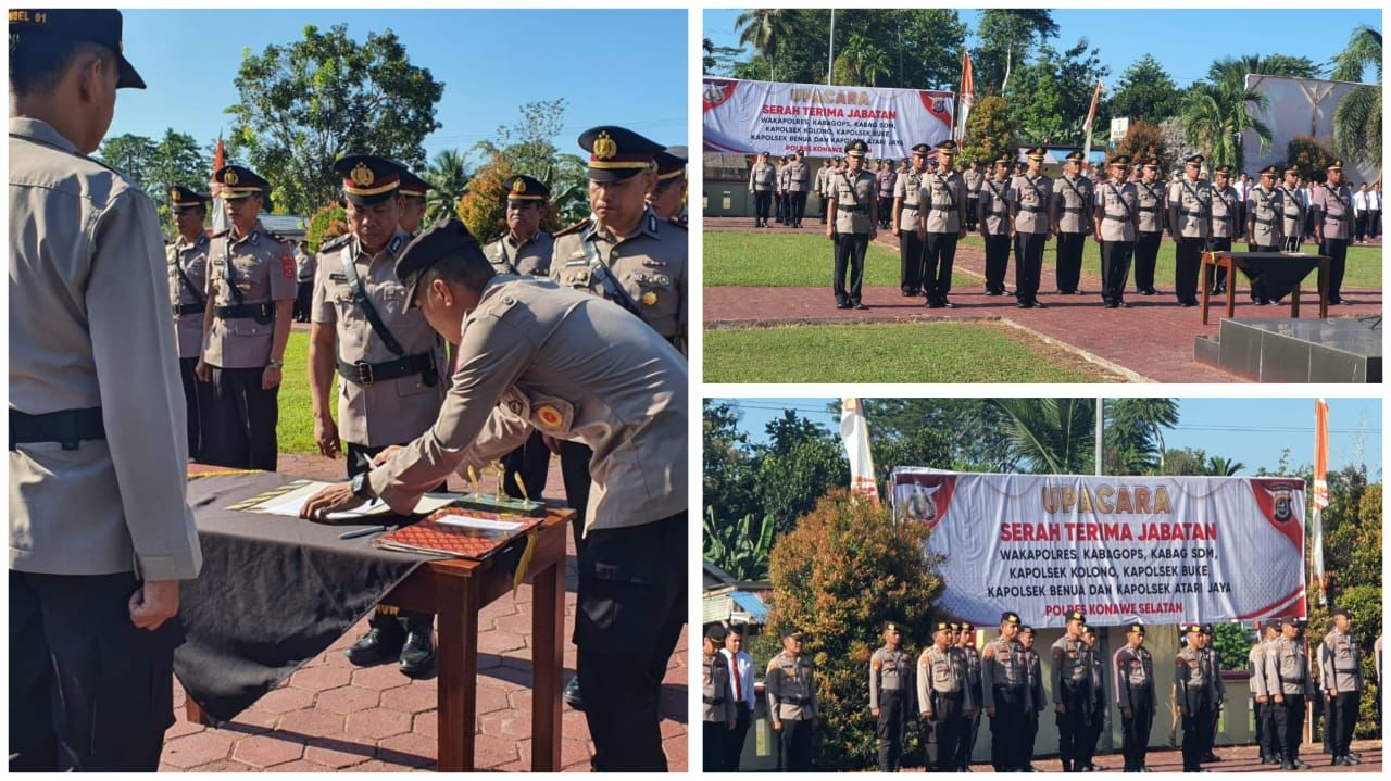 Kapolres Konawe Selatan Pimpin Sertijab Wakapolres, Kabag Ops, Sumda dan 4 Kapolsek