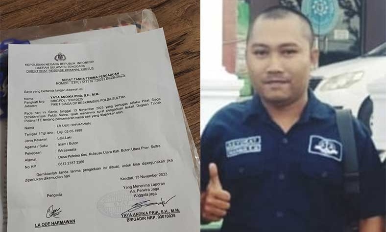 Dugaan Pencemaran Nama Baik Kadis Pendidikan Buton Utara Resmi Dilaporkan di Polda Sultra