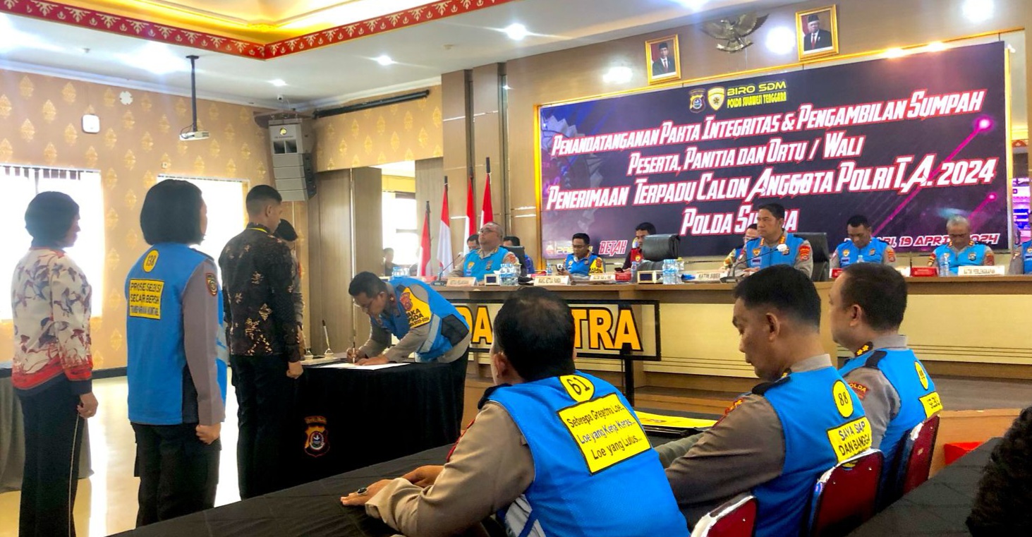 Penandatanganan Pakta Integritas Calon Anggota Polri 2024, Wakapolda Sultra: Proses Seleksi Berjalan Bersih, Transparan, Akuntabel dan Humanis