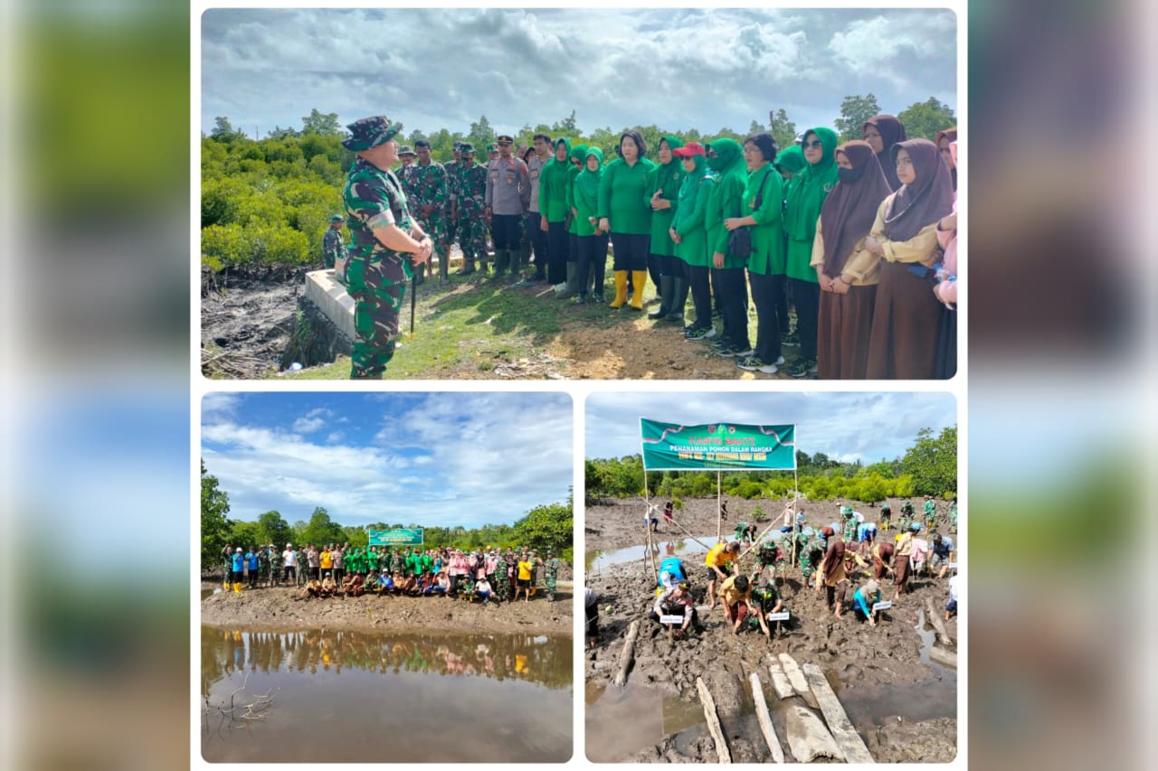 Peringati HUT Kodam XIV/Hasanuddin ke-67, Kodim 1416 Muna Tanam Ribuan Pohon Mangrove