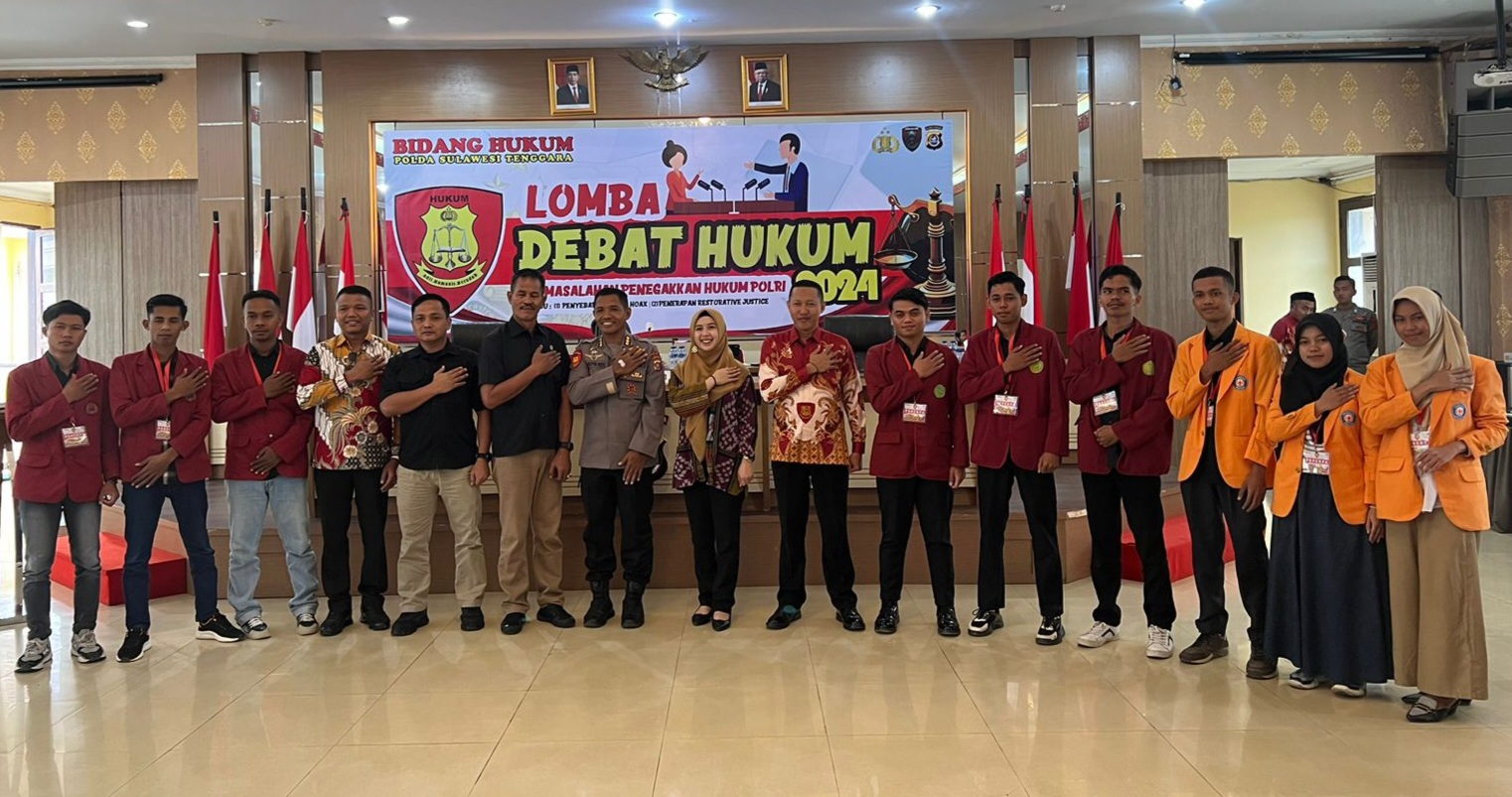 Sambut Hari Bhayangkara ke-78, Bidkum Polda Sultra Gelar Lomba Debat Hukum Tiga Universitas