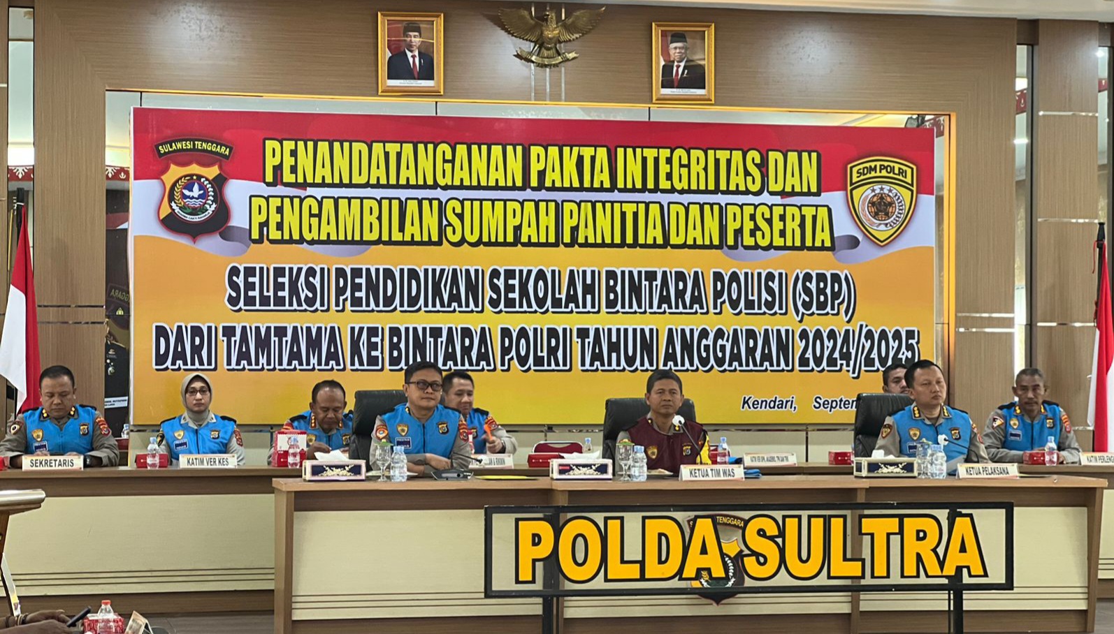 Panitia dan Peserta Seleksi Pendidikan SBP Polda Sultra Teken Pakta Integritas