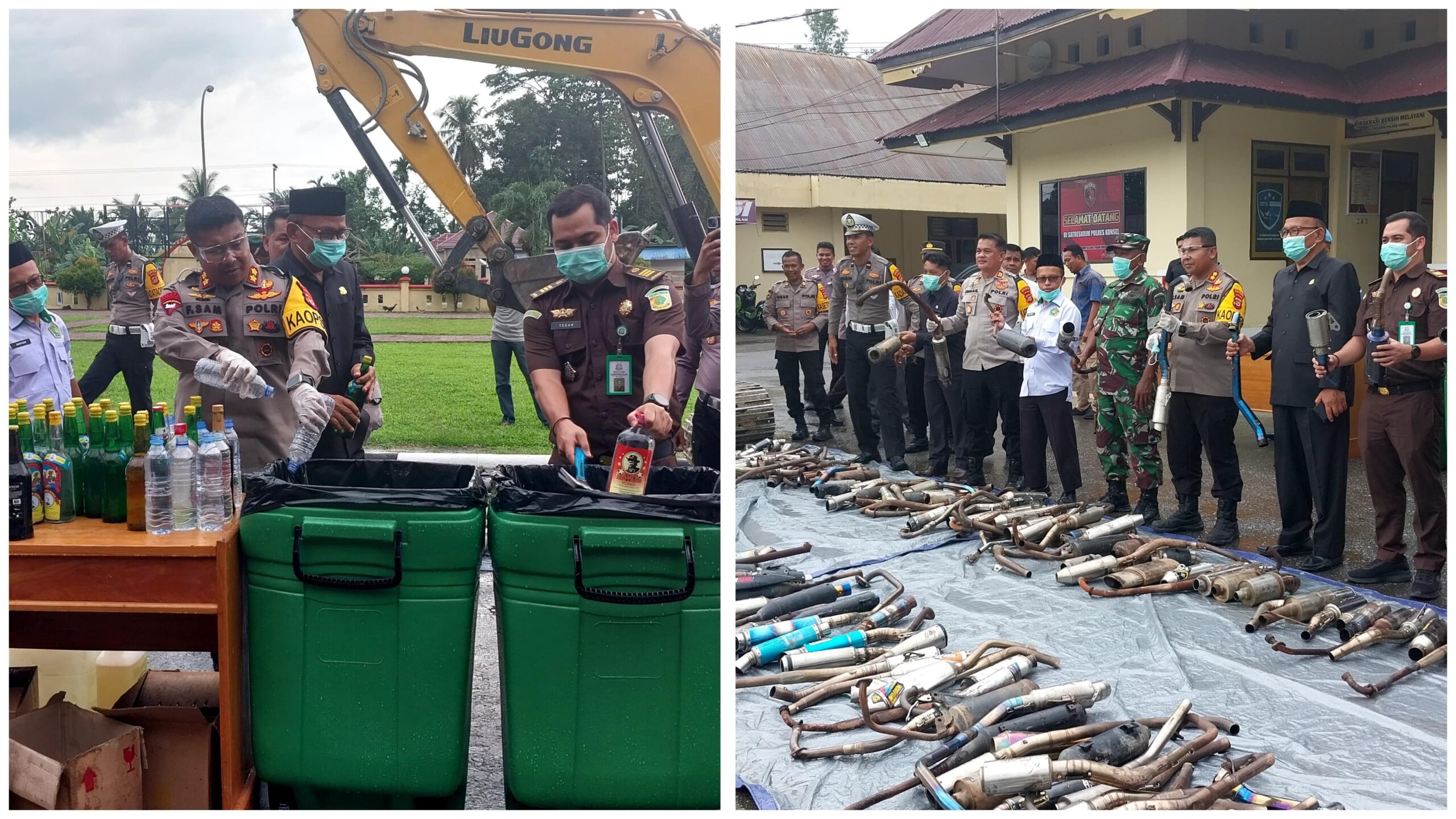 Polres Konawe Selatan Musnahkan Ratusan Botol Miras dan Knalpot Brong