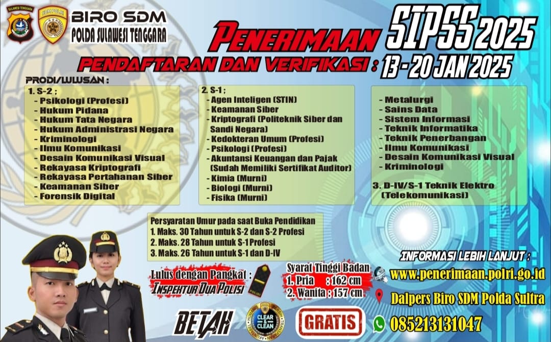 Polda Sultra Buka Penerimaan SIPSS 2025
