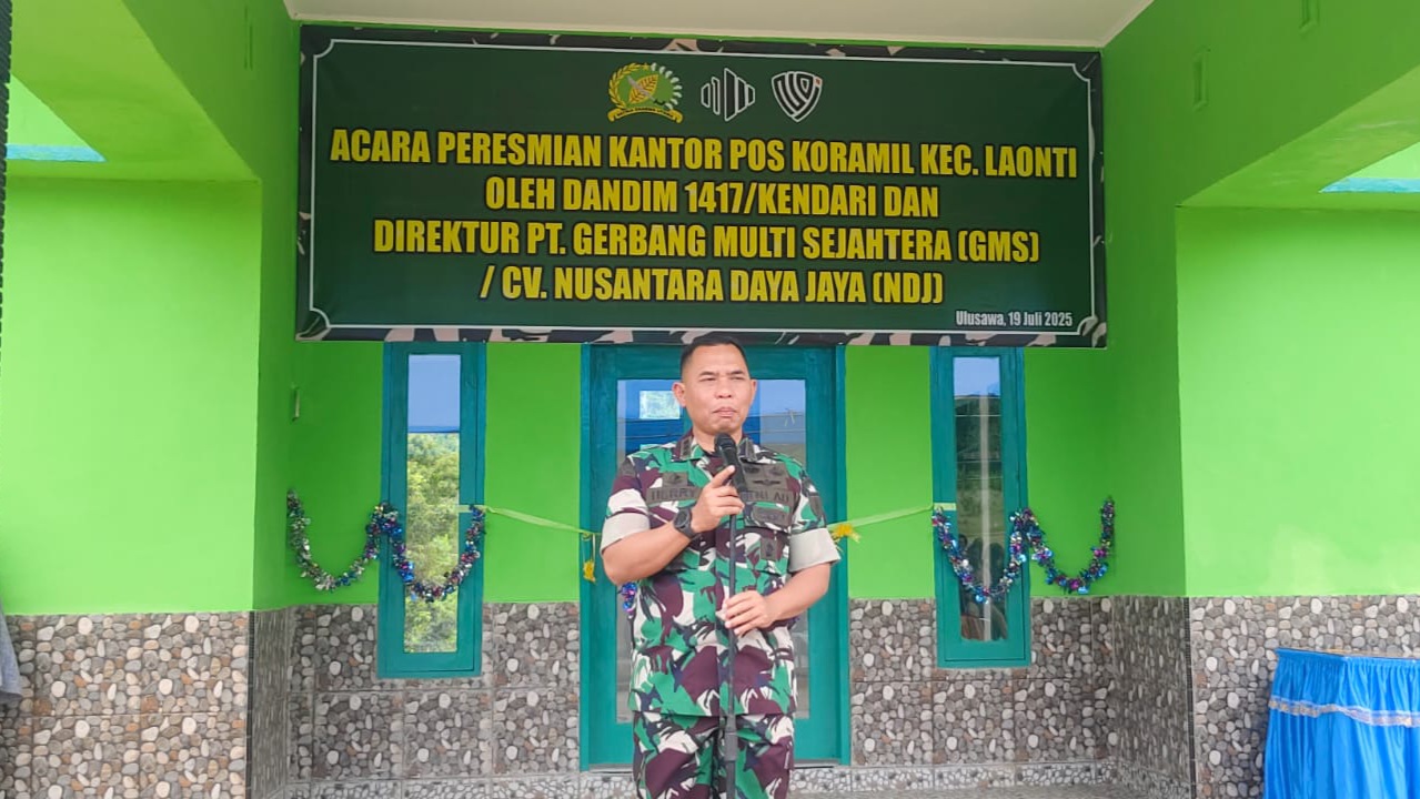 Resmikan Pos Koramil Laonti, Dandim Kendari Apresiasi PT GMS dan CV NDJ