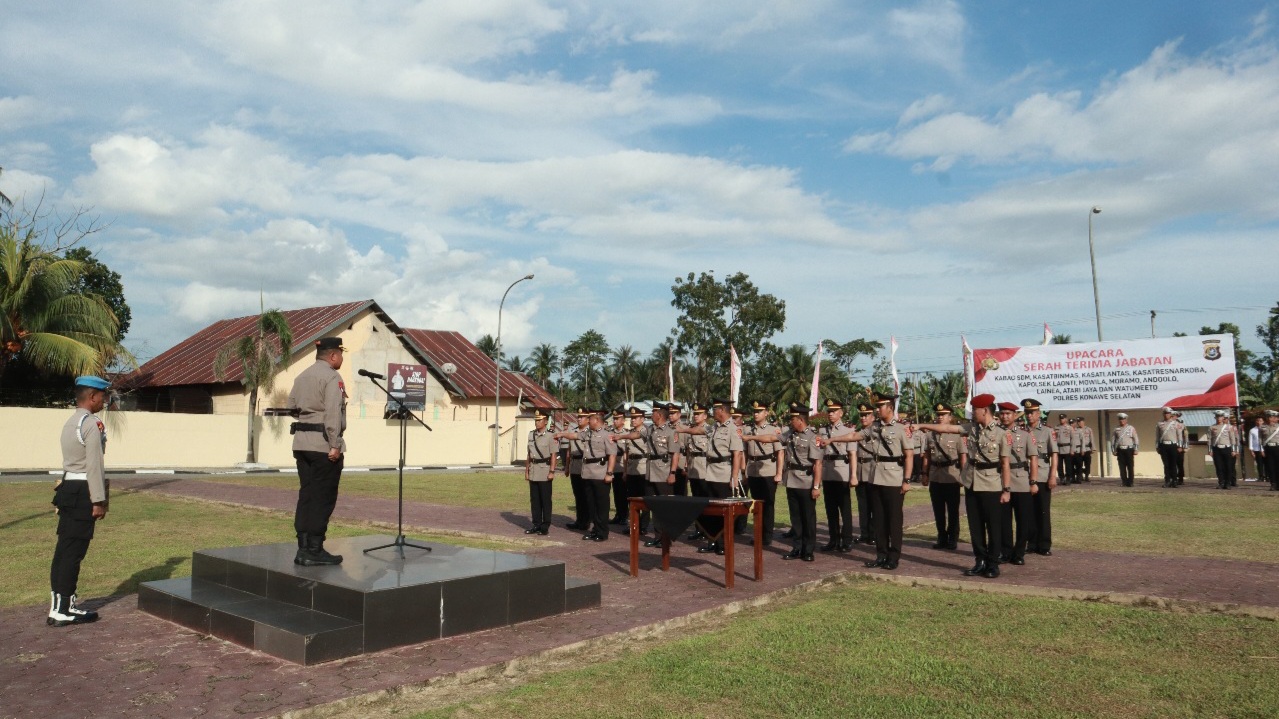 Empat Pejabat Utama dan Tujuh Kapolsek di Polres Konawe Selatan Resmi Berganti, Ini Daftarnya