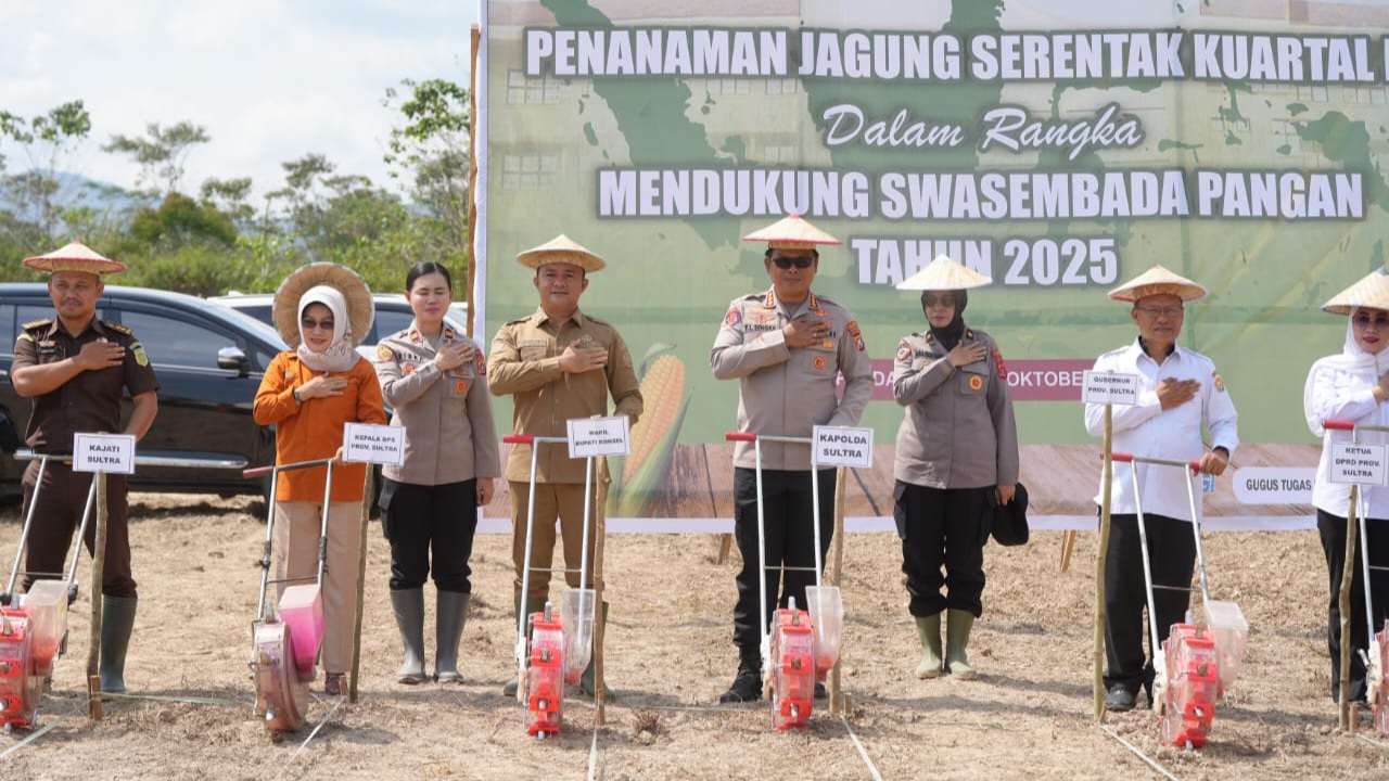 Dukung Swasembada Pangan 2025, Wakil Bupati Konawe Selatan Hadiri Penanaman Jagung Serentak di Konda