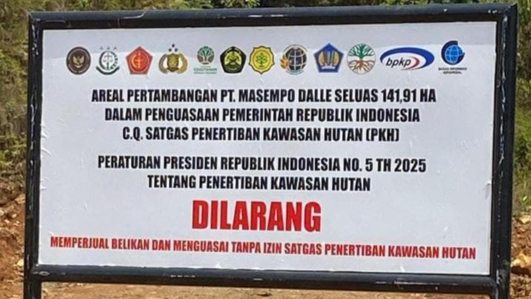 Satgas PKH Segel Areal Tambang PT Masempo Dalle Ratusan Hektare di Konawe Utara Satgas PKH Segel Areal Tambang PT Masempo Dalle Ratusan Hektare di Konawe Utara