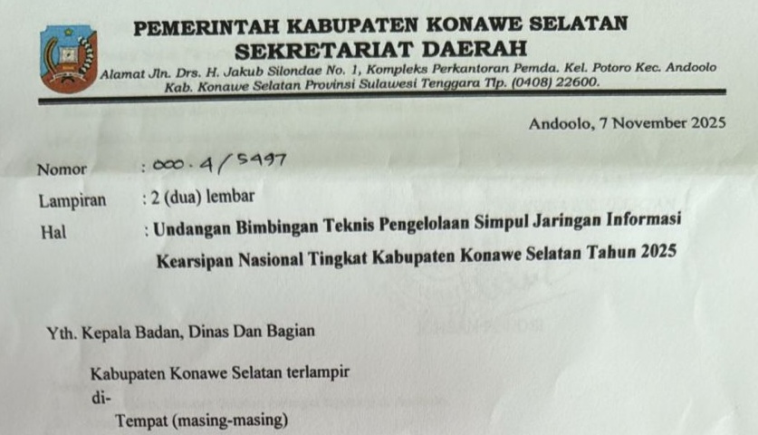 Surat Larangan Kegiatan di Luar Konsel Resmi Diteken, Undangan Bimtek OPD di Kendari Beredar