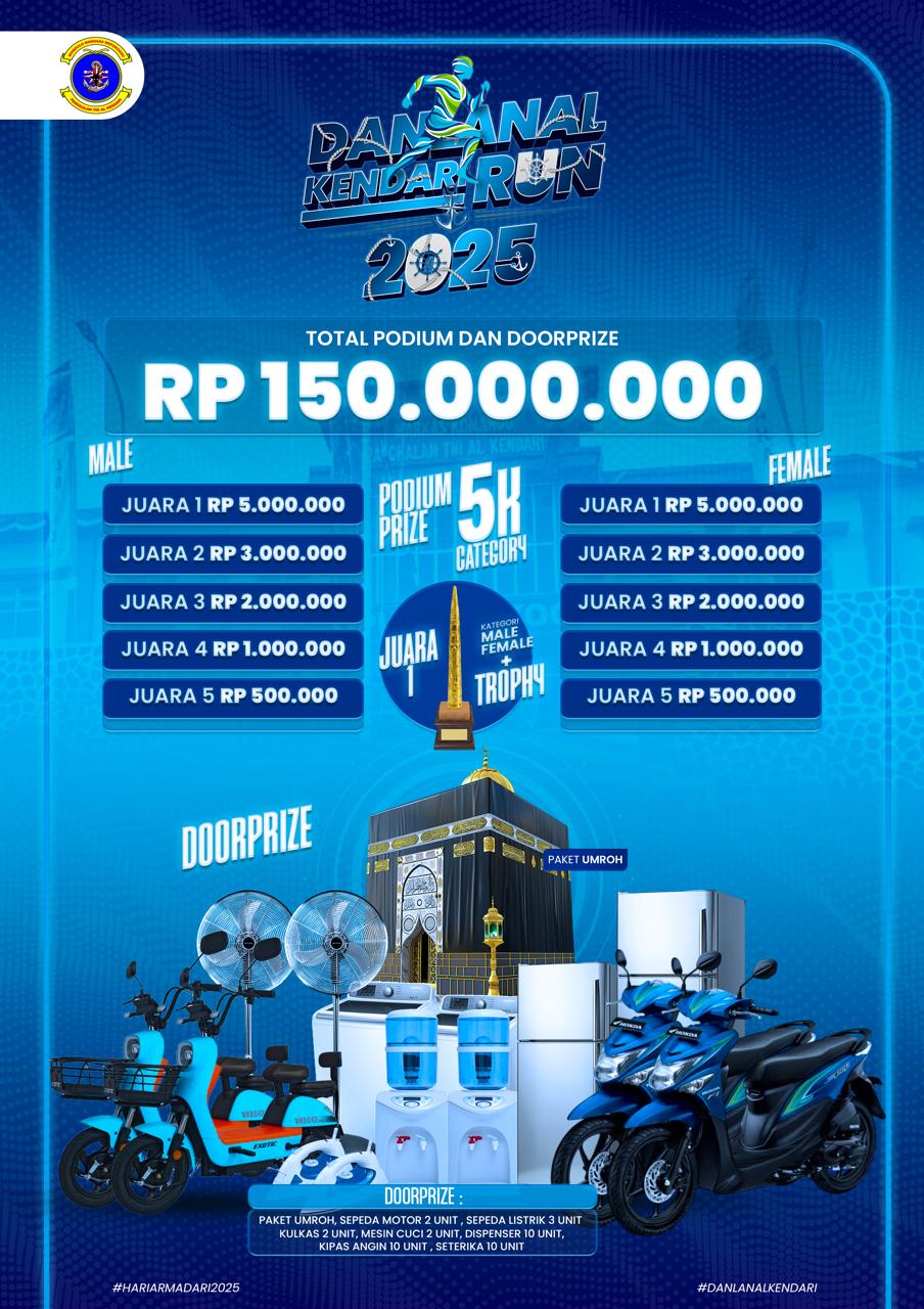 Semarakkan HUT Armada RI ke-80, Danlanal Kendari Gelar RUN 2025 Tawarkan Hadiah Ratusan Juta dan Doorprize Umrah