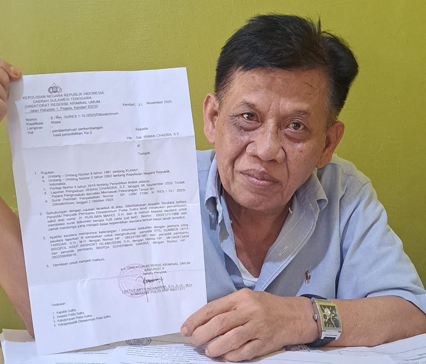 Dugaan Perusakan Bangunan, Mantan Anggota DPRD Sultra Dipolisikan