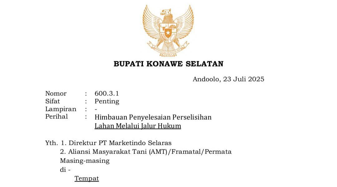 Pemkab Konsel Tegaskan Surat Imbauan Angata Bersifat Netral dan Berorientasi Redam Konflik