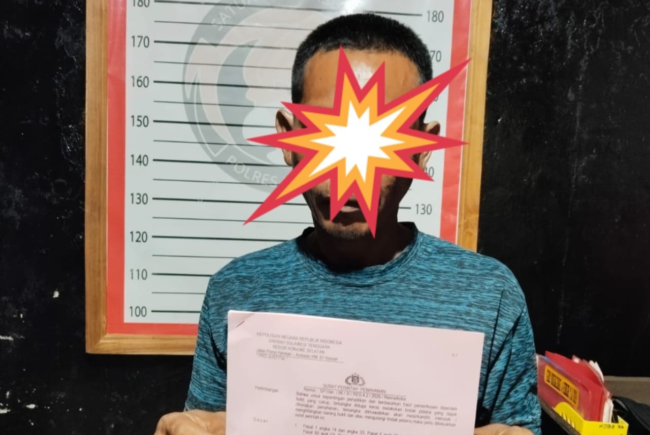 Amankan 24 Saset Sabu, Satresnarkoba Polres Konsel Tahan Pria 45 Tahun
