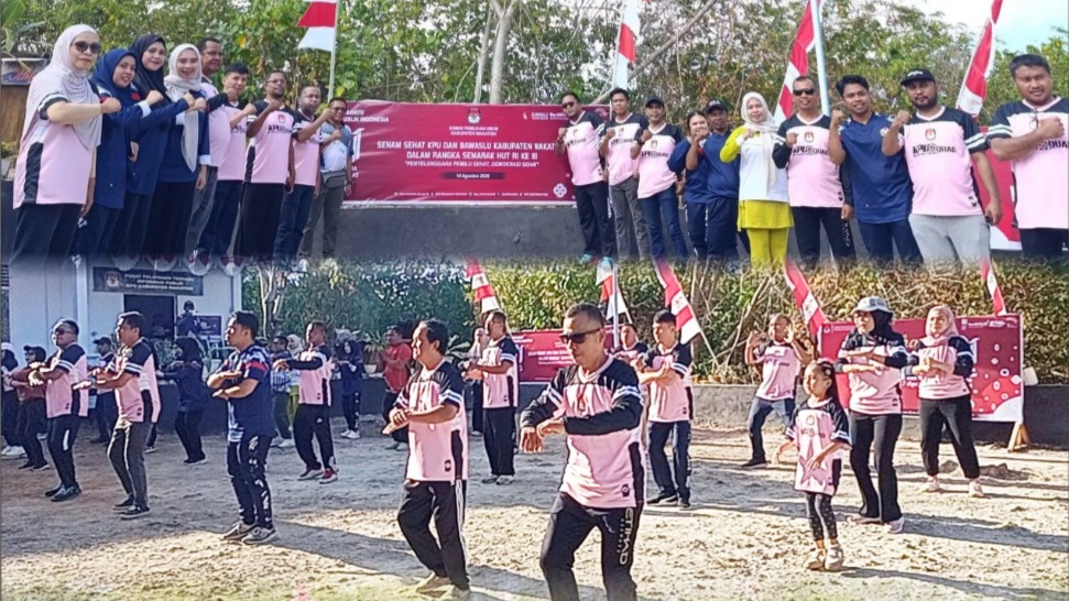 Senam Sehat Warnai Sinergitas KPU dan Bawaslu Wakatobi Sambut HUT RI ke-81