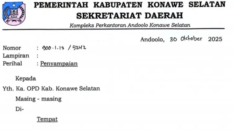 Pemkab Konawe Selatan Larang OPD Gelar Kegiatan Sosialisasi dan Pelatihan di Luar Daerah