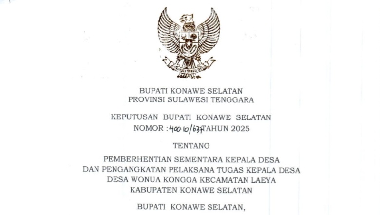 Bupati Konsel Copot Sementara Kades Wonua Kongga, Camat Laeya Ditunjuk Jadi Plt