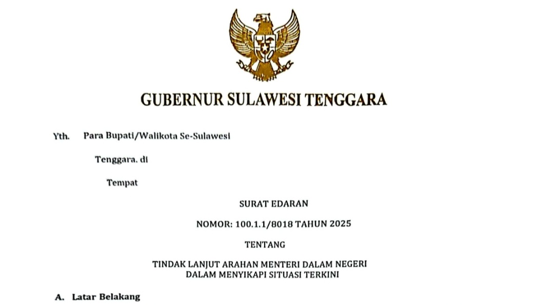 Gubernur Andi Sumangerukka Terbitkan Edaran untuk Bupati/Wali Kota se-Sultra, Berikut Isinya